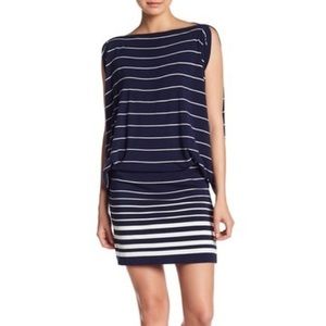 Max Studio Navy/Ivory striped summer dress S